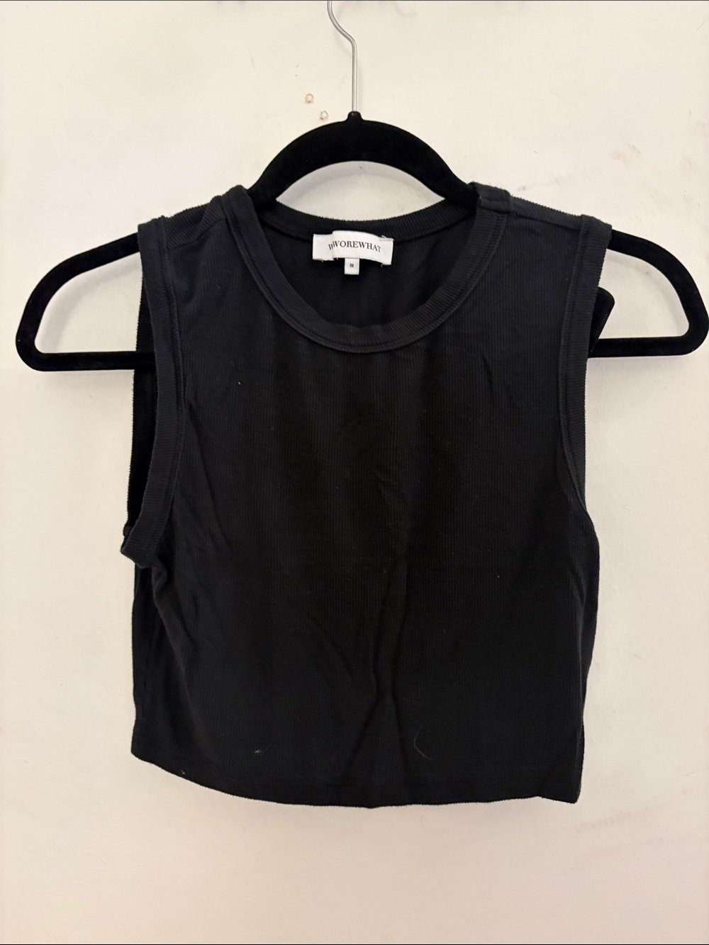 WeWoreWhat Black Ribbed Cropped Tank